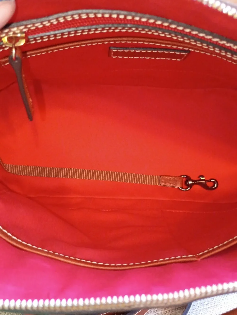 Dooney domed zip satchel plumeria floral basket weave pattern